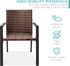 Best Choice Products Set of 2 Stackable Outdoor Wicker Dining Chairs All-Weather Firepit Armchair w/Armrests, Steel Frame for Patio, Deck, Garden, Yard - Light Brown