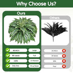 2 Pack Large 88 Leaves Artificial Ferns for Outdoors Look Real, Fake Large Faux Boston Ferns for Outdoor Planter Realistic UV Resistant Artificial Fake Plants for Porch Patio Hanging 47 inch
