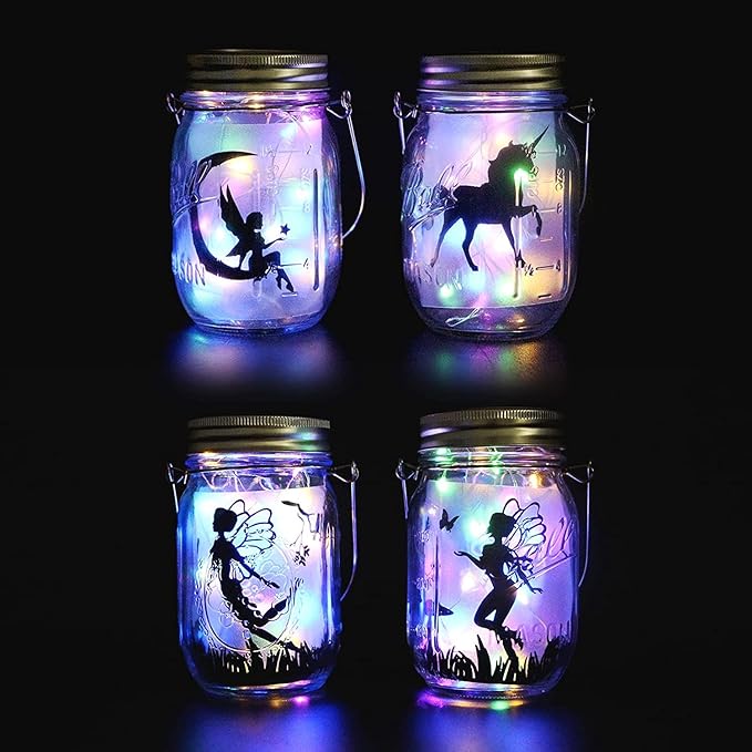 Solar String Lights Mason Jar Lids, 8 Pack, 30 LEDs, Multicolor