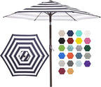 JEAREY 7.5FT Patio Umbrella Outdoor Market Umbrella with 6 Sturdy Ribs, Push Button Tilt/Crank Table Umbrella for Garden, Deck, Backyard and Pool, Black & White Stripe