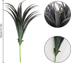 16Pcs Artificial Grass Fake Plants 17.3in Outdoor Plants UV Resistant Faux Greenery Stems Fake Grass for Home Window Garden Office Patio Pathway Front Porch Décor Green & Black