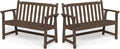 Ciokea 48" Outdoor Bench Set of 2, HDPE Weatherproof Garden Bench, 2-Person Memorial Benches with 550 Lbs, Waterproof Patio Porch Benches for Outside Business Deck Office Backyard Balcony, Brown