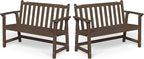 Ciokea 48" Outdoor Bench Set of 2, HDPE Weatherproof Garden Bench, 2-Person Memorial Benches with 550 Lbs, Waterproof Patio Porch Benches for Outside Business Deck Office Backyard Balcony, Brown