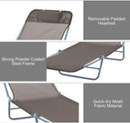 Outsunny Folding Chaise Lounge Chair, Pool Sun Tanning Chair, Outdoor Lounge Chair with Reclining Back, Breathable Mesh Seat, Headrest for Beach, Yard, Patio, Brown