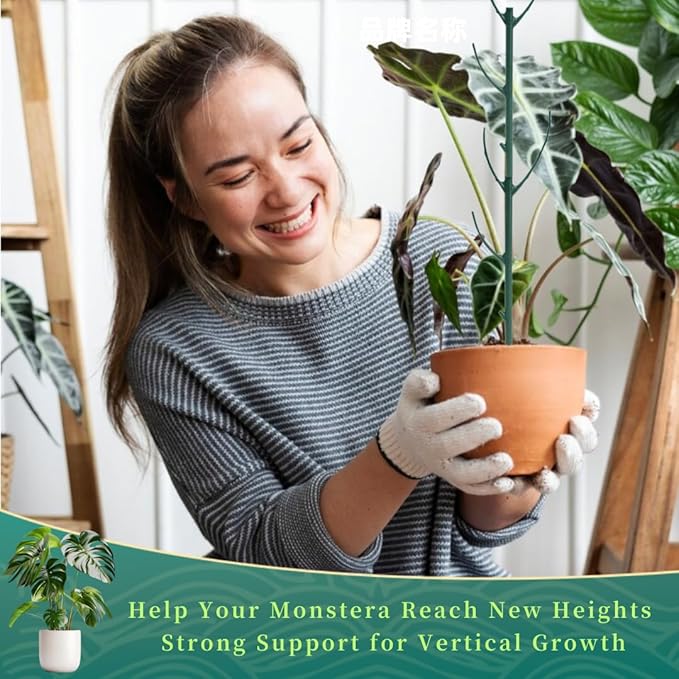 6 Pack Stackable Plant Support Stakes, 43inch Climbing Plant Sticks Structures for Monstera with Garden Ties, Durable Alternative to Moss Pole for Indoor Outdoor Plants