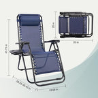 NEWBULIG Zero Gravity Chair Set of 4, Lounge Chair Folding Portable Adjustable Camping Reclining Chairs with Adjustable Pollow, Mesh Back, Cup Holder Trays Lawn Patio Chair for Pool Beach - Blue