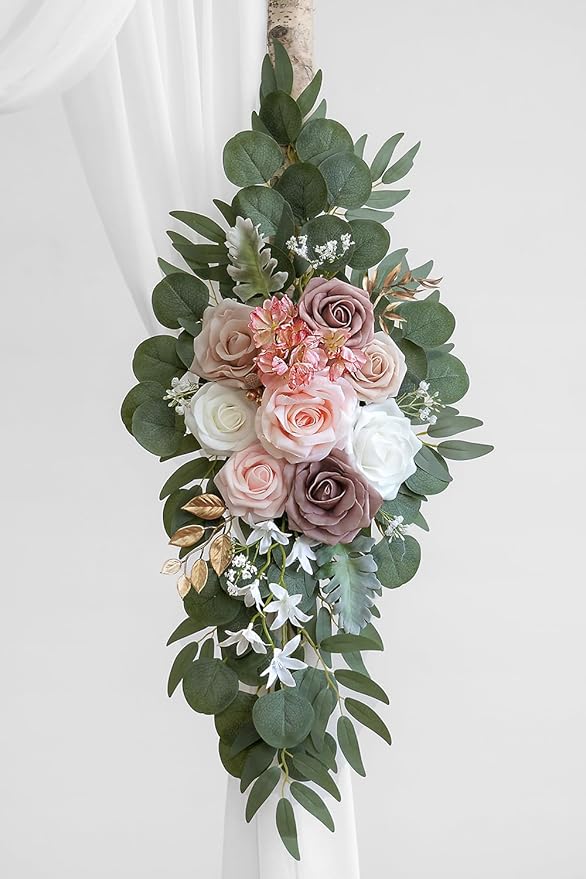 Artificial Flowers Wedding Arch Swag Kit, Dusty Rose, 26 Ft Draping