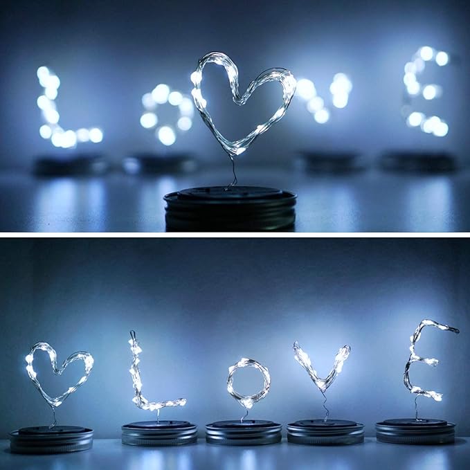String Lights for Mason Jars, 30 LED Solar Copper Wire, Cold White