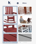 KINGYES Oversized Outdoor Rocking Chair Set of 2, All-Weather Patio Rocking Chairs for Porch, HDPE Outdoor Patio Rockers with High Back & Wide Seat for Garden, Lawn, Red