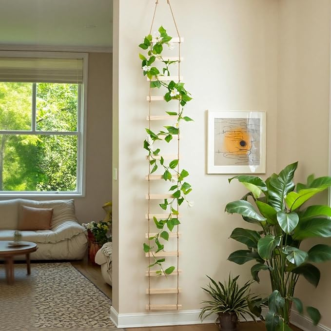 Wooden Ladder Plant Trellis for Climbing Plants – 6ft Extra Tall Indoor & Outdoor Wooden Trellis Garden Plant Support, Easy to Install for Vines, Ivy, Pothos, Monstera, Potted Plants