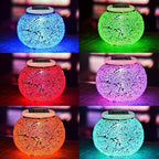 Aukora Color Changing Solar Powered Glass Ball Garden Lights, Table Lamps Waterproof Night Light for Patio, Bar, Party, Yard, Room, Wine Cabinet, Outdoor/Indoor Decorations, Ideal Gift(Crack Glass)