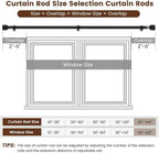 Matte Black Curtain Rod Itself is 30-144 inch 2 Pack, Fit 30 to 142, 66 to 120 inch Windows with 1 Inch Diameter Heavy Duty Adjustable Telescopic Rod, 1 Inch Diameter Splicing Extra Long