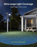 1000 Lumen 299 LED Solar Dusk to Dawn Light Outdoor JACKYLED Solar Powered Spotlight with 4000mAh Battery Outside Waterproof Wall Mount Security Light for Porch Storage Room Patio Shed (White, 2-Pack)