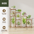 Bamworld Indoor Plant Stands Outdoor Combo Plant Shelves for Multiple Plants 10 Pots Wooden 2 Sets of Package Plant Rack for Living Room Balcony Garden