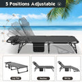 Folding Patio Chaise Lounge Cot, Mountain Gray, 5-Position Adjustable