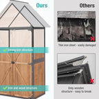 Storage Shed with Metal Frame, Adjustable Shelves, Brown Fir
