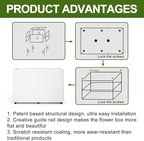 Planter Box Rectangular Block - 24×16×12IN Galvanized Steel Metal Long Box Planter Easy Installation Modern Outdoor Tall Planters All-Weather Use with Drainage Holes for Patio/Porch(White)