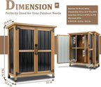 PetsCosset Weatherproof Outdoor Storage Cabinet with Lockable Doors, Wood & Metal Garden Storage Shed Patio Storage Box for Tools & Lawn Equipment, Pool Accessories