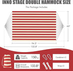 Brazilian Double Hammock 2 Person with Tree Straps, Cotton Hammock with Carrying Bag - Woven Hammock for Patio, Backyard, Porch, Outdoor and Indoor Use - Soft Cotton Fabric Hammocks