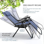 Nestl Zero Gravity Chairs Set of 6, Patio Lounge Chair Outdoor with Pillows & Cup Holder Trays, Adjustable Steel Mesh Reclining Camping Chair, Folding Patio Lawn Chair for Deck, Beach, Yard - Blue