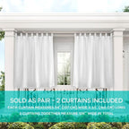 Exclusive Home Cabana Solid Indoor/Outdoor Light Filtering Hook-and-Loop Tab Top Curtain Panel Pair, 54"x63", White