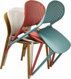 2xhome Set of 3 Patio Dining Chairs | Modern Stackable Outdoor Pool Side Chair | Weather Resistant Plastic for Yard, Porch, Balcony, Kitchen, Orange