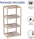 New England 4-Tier Wooden Plant Stand for Indoor/Outdoor Use, Perfect for Living Room, Patio, or Balcony - Supports Multiple Plants, Ideal Gift for Plant Lovers