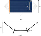 Two Person Hammock with Stand for Outside Heavy Duty, Outdoor Patio Hammock with Portable Steel Stand, Large Double Hammocks,480lbs Capacity.(Dark Blue)