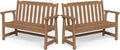Ciokea 49" Heavy Duty Outdoor Bench Set of 2, HDPE Weatherproof Garden Bench, 2-Person Memorial Benches with 660 Lbs, Waterproof Patio Porch Benches for Outside Business Deck Office Backyard, Teak