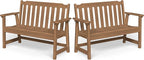Ciokea 49" Heavy Duty Outdoor Bench Set of 2, HDPE Weatherproof Garden Bench, 2-Person Memorial Benches with 660 Lbs, Waterproof Patio Porch Benches for Outside Business Deck Office Backyard, Teak