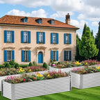 2 Pack Tall 8x3FT Corrugated Galvanized Steel Raised Garden Bed Outdoor, Metal Above Ground Garden Bed for Vegetables and Flowers, Rectangle Raised Beds for Gardening