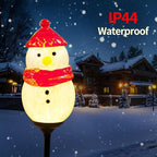 Solar Powered Garden Stake Lights Outdoor, Cute Animal Outdoor Figurine Lights Ornament Statue Decor for Pathway, Patio, Red Snowman