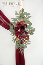 Artificial Flowers Wedding Arch Swag Kit, Wine Red, 3 Pieces