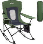 Portal Outdoor Rocking Chair Camping Folding Portable Rocker with Cup Holder Side Pocket Carry Bag, Support 350LBS (Mesh Green)