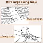 Tangkula 71" Outdoor Dining Table for 6, Oval Teak Wood 6 Person Patio Table with 2" Umbrella Hole, Metal Legs, Safety Locks and Wood Tabletop, Outside Table for Garden, Poolside & Backyard