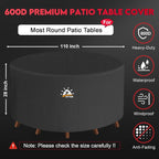 Zettum Round Patio Table Cover 110 Inch - Image 2