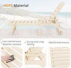 LUE BONA Outdoor Chaise Lounge Chairs Set of 4, HDPS Chaise Lounger, 5 Positions Adjustable Lounge Chairs, Pool Lounge Chair with Wheels for Poolside, Sand