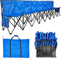 VEVOR Portable Folding Bench, 8 Seat Foldable Soccer Bench with Side Pockets and Carrying Bag, Lightweight Sideline Seating with Back Rest for Football, Baseball, Camping, Outdoor Events, Blue