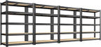 REIBII 2400LBS Storage Shelves 5 Tier Garage Shelving Heavy Duty Adjustable Garage Shelves, Utility Rack Shelf, Shelving Units for Storage Warehouse Pantry Closet, 35.5" W x 11.9" D x 72" H, 4 Pack