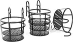 CADANI Iron Hanging Plant Holder Over The Rail Metal Fence Planters, Hanging Bucket Flower Pot Holder for Patio Balcony Outdoor Plants - Pack of 6 (Black)
