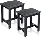 Y&M Outdoor Side Table, HIPS Adirondack Small Single Table, Waterproof Square Outside Table, Balcony Modern End Tables for Patio, Pool, Beach, Porch, Deck, Indoor or Outdoor Use (Black, 2 Pack)