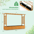 Giantex Raised Garden Bed with Trellis & Hanging Roof, Wood Planter Box with Bottom and Drainage Holes, Freestanding Garden Planter for Flower Vegetable Fruit Herb Climbing Vines (79" x 17.5" x 45")