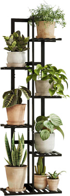 Bamworld Bamboo Plant Stand Indoor 6 Tiered Plant Shelf Outdoor Corner Plant Rack for Multiple Plants Flower Stand Plant Holder for Living Room Bedroom Balcony Patio Garden 48 Inch Black