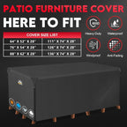 Rectangular Patio Furniture Cover 96x72x38 Inch Black Waterproof 600D