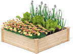 Giantex Raised Garden Bed, Wood Planter Box, Outdoor Square Garden Bed for Vegetable Flower Herb Succulent, 40" Lx40 Wx12 H, Easy Assembly