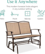 Best Choice Products 2-Person Outdoor Patio Swing Glider Steel Bench Loveseat Rocker for Deck, Porch w/Textilene Fabric, Steel Frame - Brown