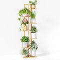 ROSSNY 55 Inch Tall Plant Stand Indoor, 7 Tier 8 Potted Bamboo Plant Stands for Indoor Plants, Corner Plant Stand, Plant Shelf For Indoor, Tiered Plant Stands, Planter Holder for Multiple Plants Indoor, Natural