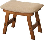 Foot Stool,Ottoman,Bamboo Small Sofa Foot Rest Under Desk,Extra Seating for Living Room, Bedroom and Kitchen(Brown Stool Legs - Beige Surface)