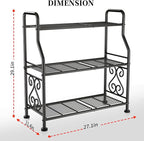 GIOTORENT Plant Stand Outdoor Indoor 3 Tier Metal Waterproof - 29.1" Plant Shelf for Patio, Balcony, Living Room, Large Capacity Tiered Plant Rack, Black