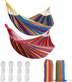 2Pack Hammocks | Camping Hammock | Portable Outdoor Hammock Set | for Hiking, Backpacking and Camping | 2pcs(Red Stripe and Blue Stripe)